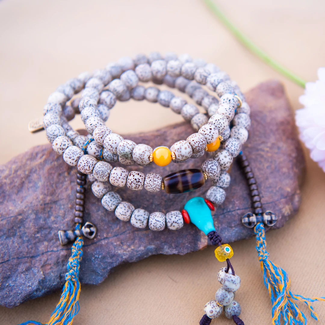 海南星月菩提108念珠约8*9MM【星月相伴 禅意悠然 】石玉料