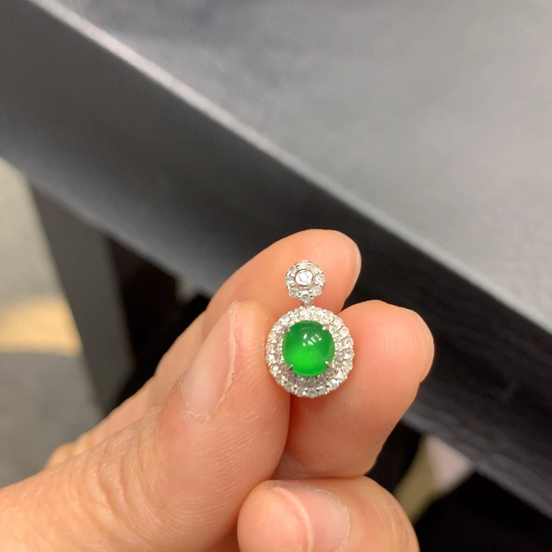 翡翠18K金镶嵌吊坠(不含链)