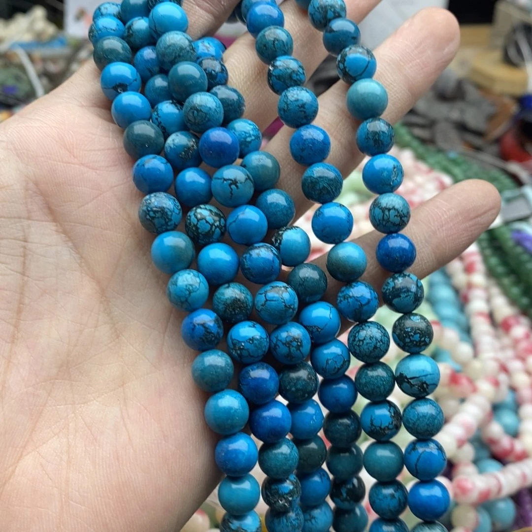 玛瑙/玉髓未镶嵌珠宝半成品一条8mm蓝松石Q272