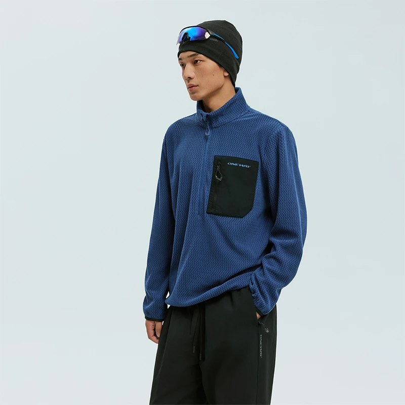 【ELAA小青松】ONEWAY男款2025秋冬立领长T恤加绒套头运动卫衣