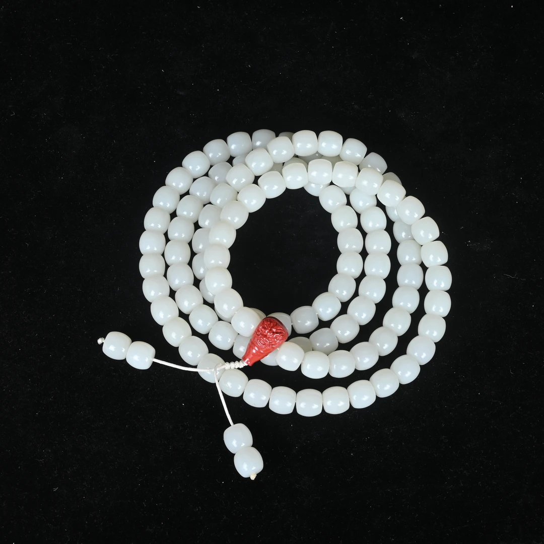 清代白玉素面桶形珠脖挂/DC.830970/集萃斋