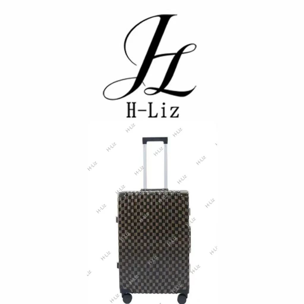 【H-Liz】棋盘旅行箱新款铝框时尚棋盘格行李箱大容量防摔行李箱