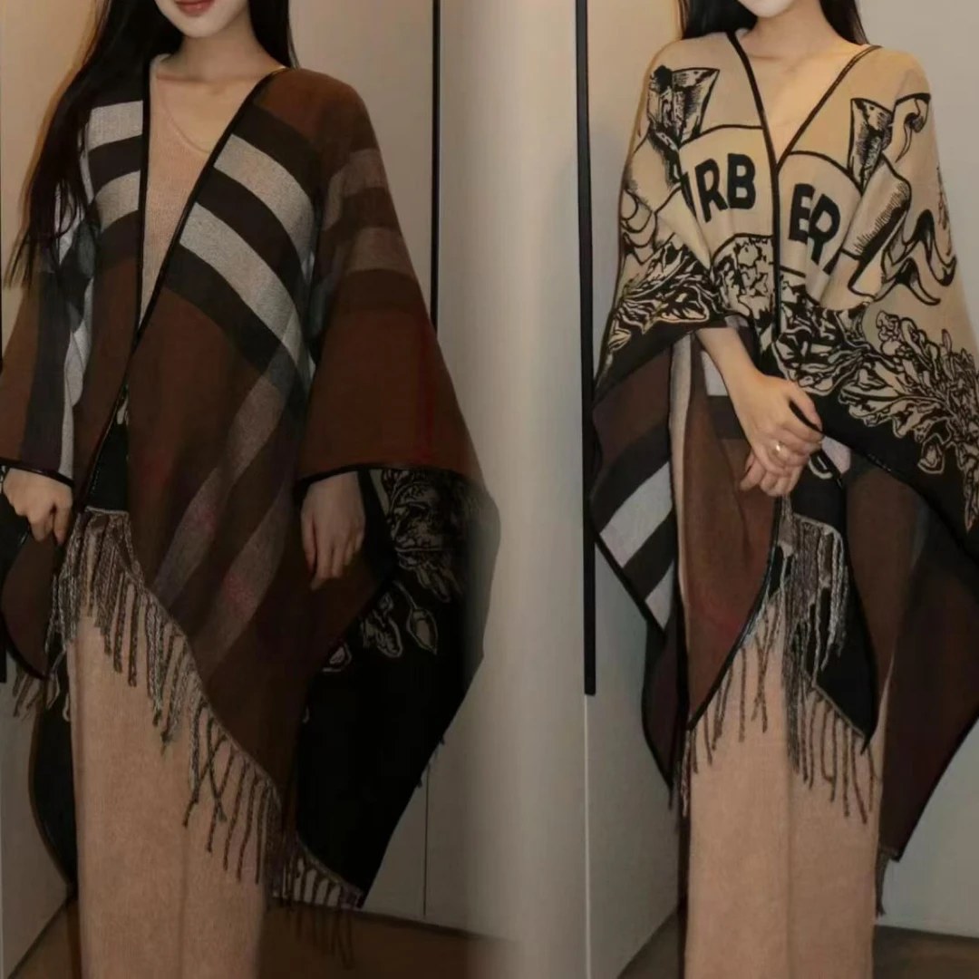 羊毛战马披肩正反两穿厚实拼皮边原原