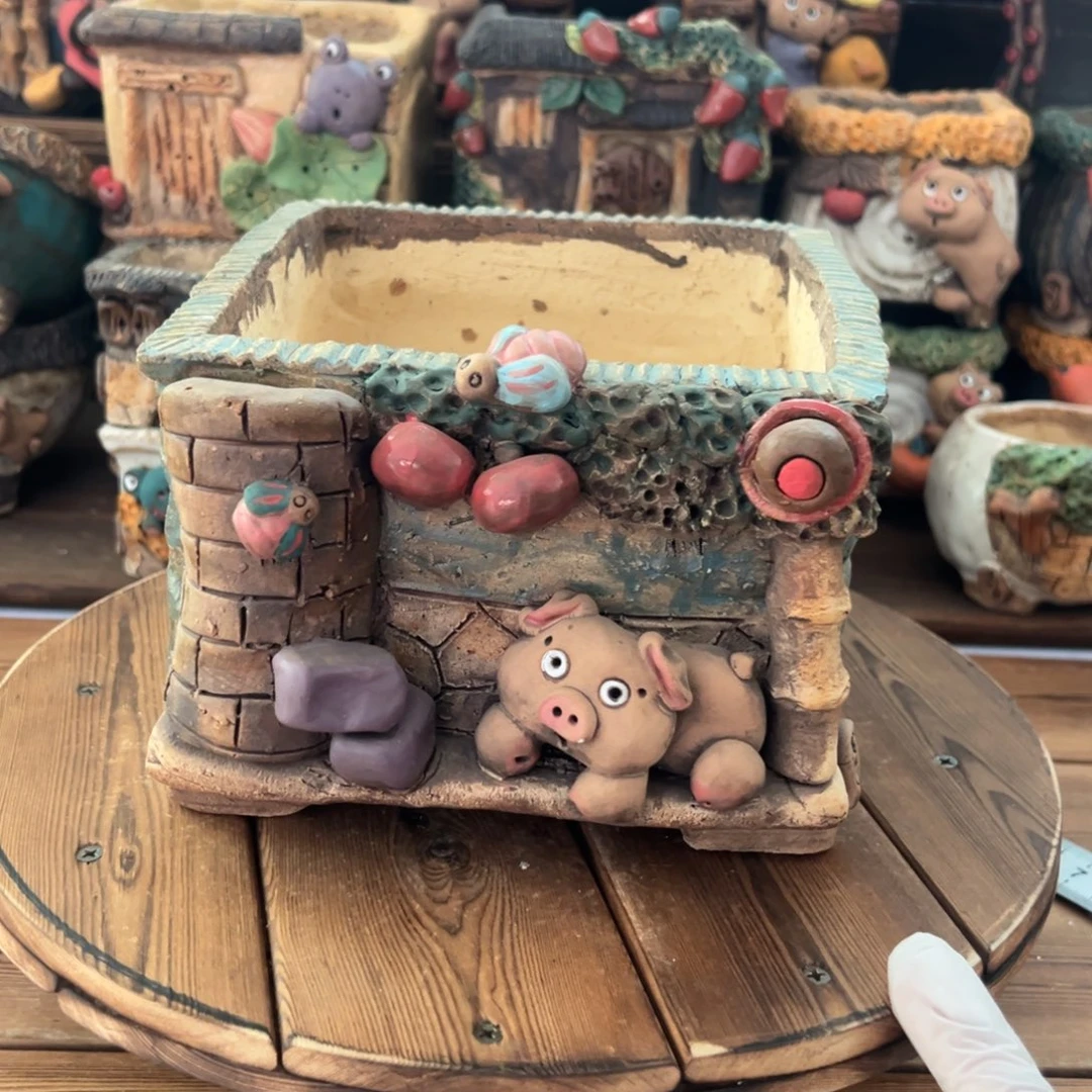 红陶嘻哈多肉花盆