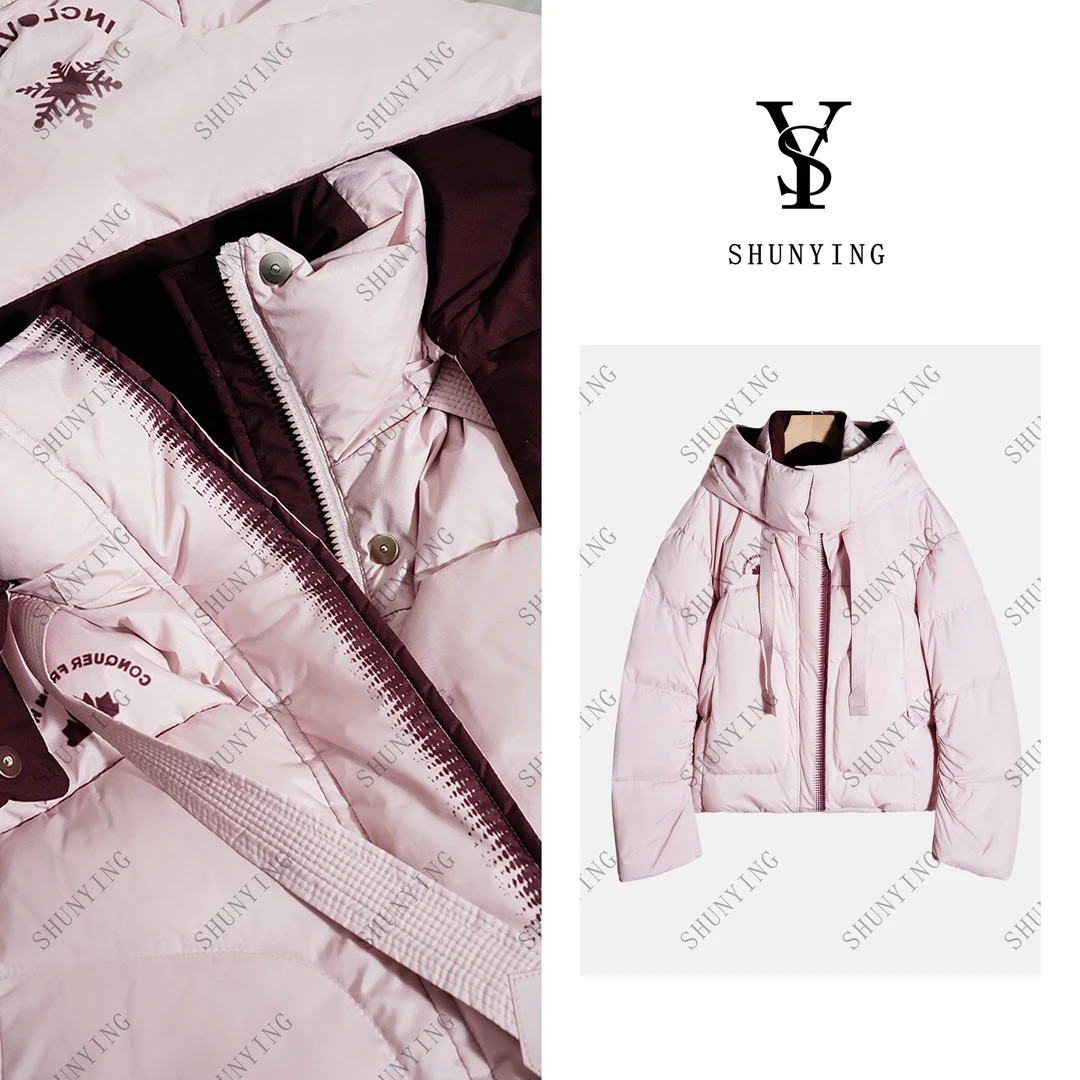 【仟娜】保暖轻便！时尚百搭撞色连帽休闲短款羽绒服SY66YRFA305