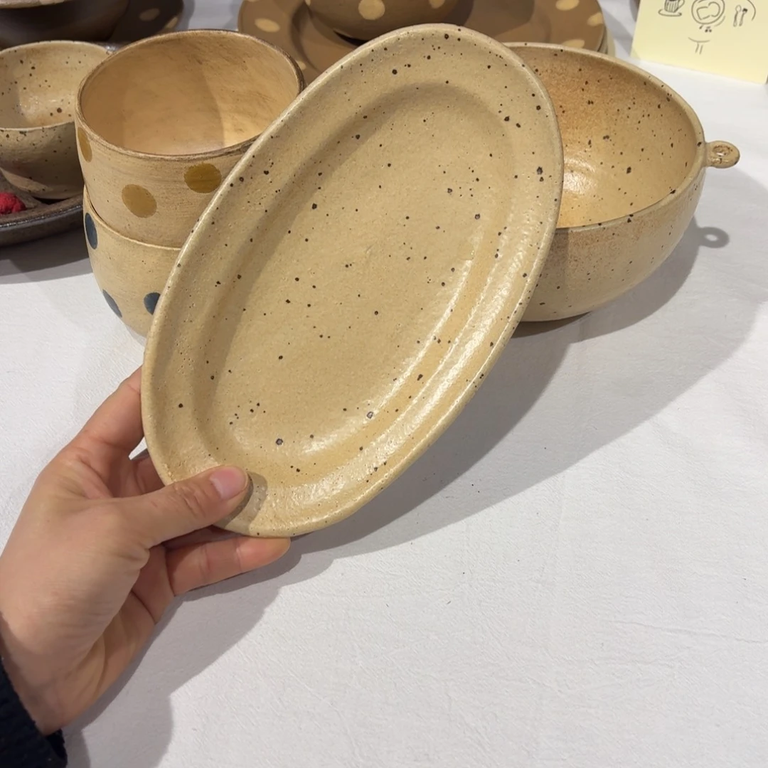 陶黄麻点小秋月盘