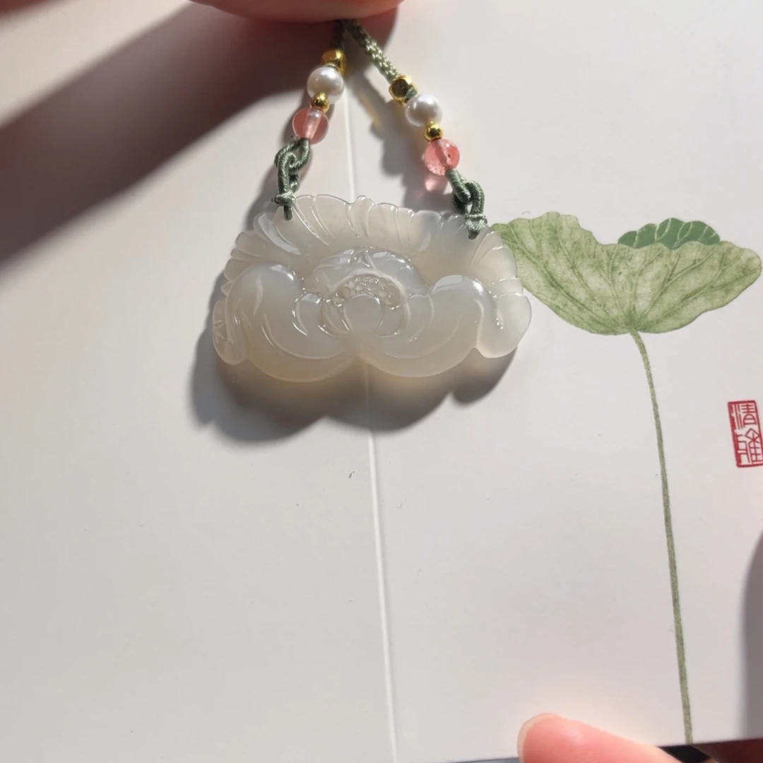 吊坠(不含链)未镶嵌和田玉藕紫莲花260