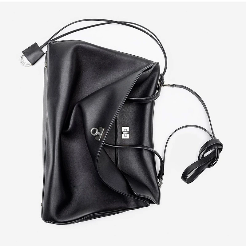 高级感男士单肩斜挎大容量托特包通勤腋下包真皮手拎包