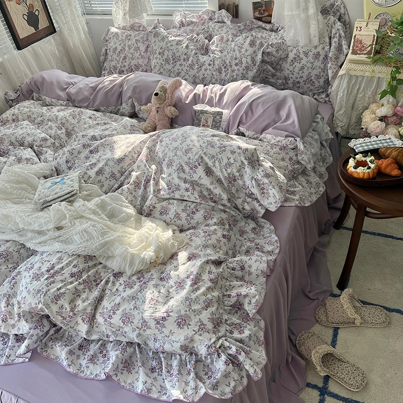 法式公主风床上四件套非全棉纯棉被套床单唯美仙女床品三件套床笠