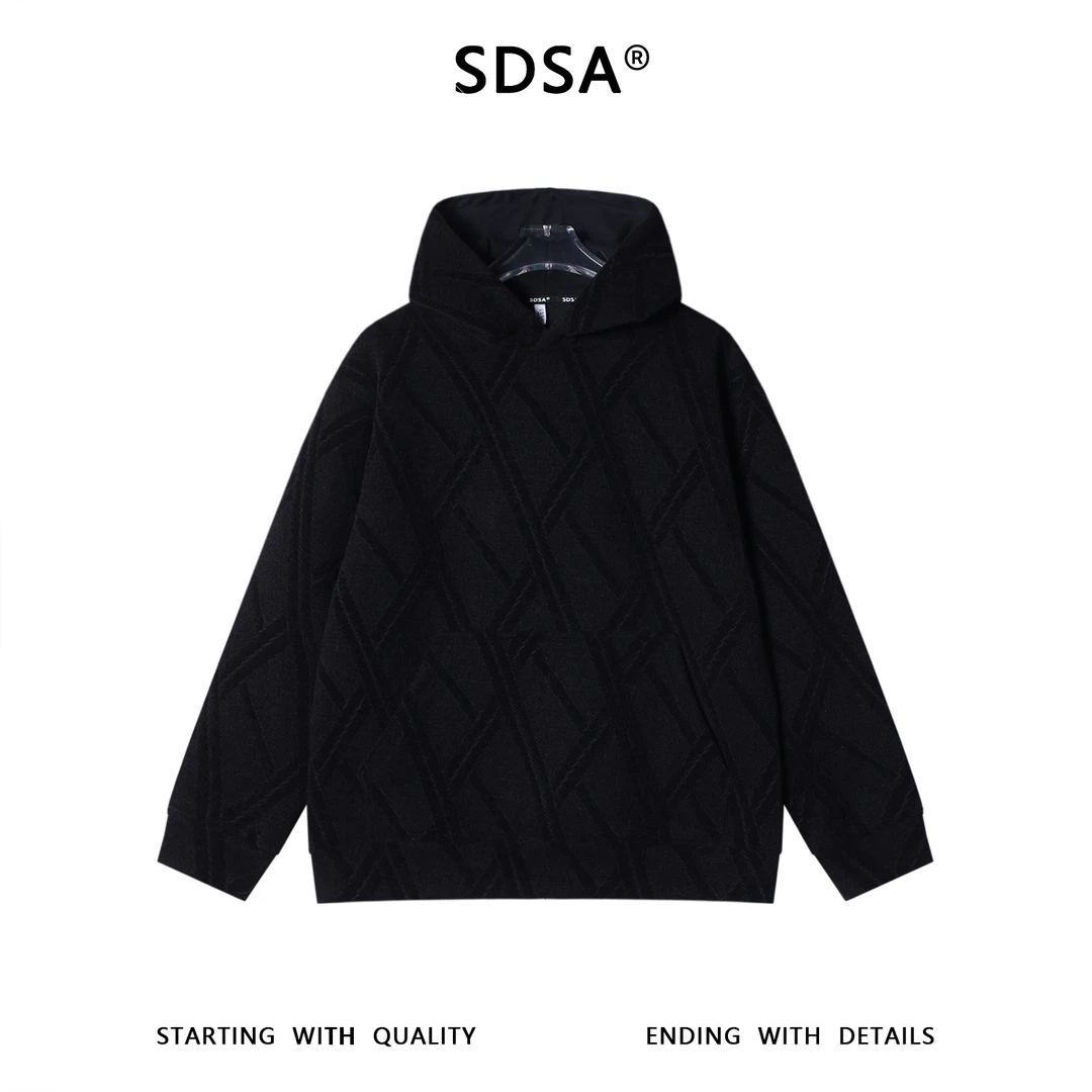 SDSA男士秋冬新款痞帅男装时尚撞色线条连帽卫衣百搭时尚套头上衣