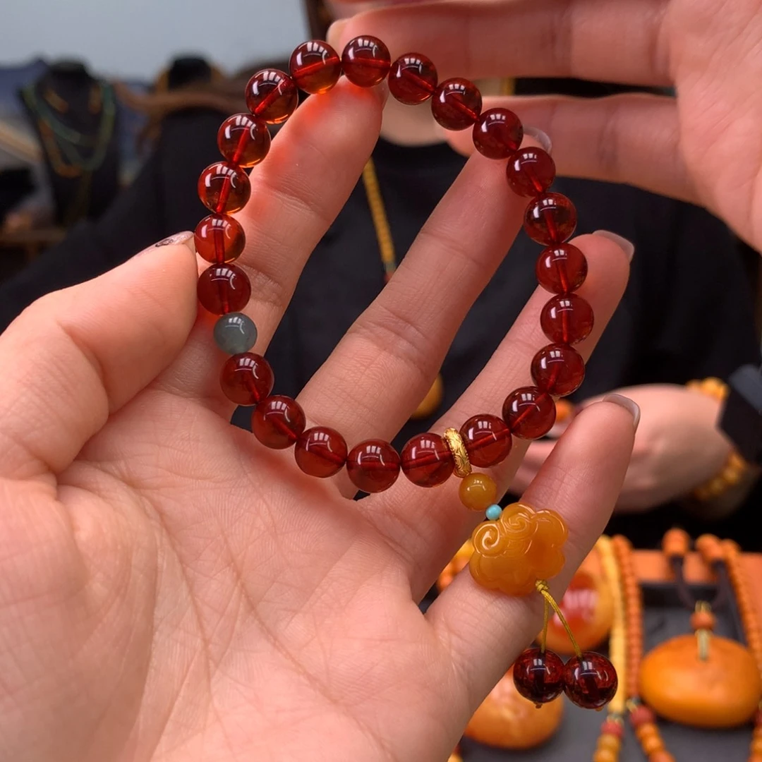 血珀手串未镶嵌天然