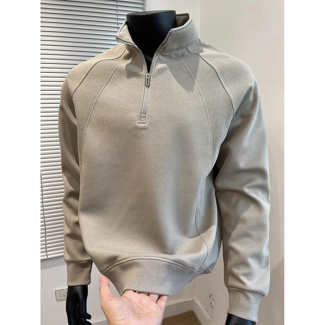 半拉链廓形解构立领男士卫衣2025秋季新款轻熟风重磅硬挺休闲外套