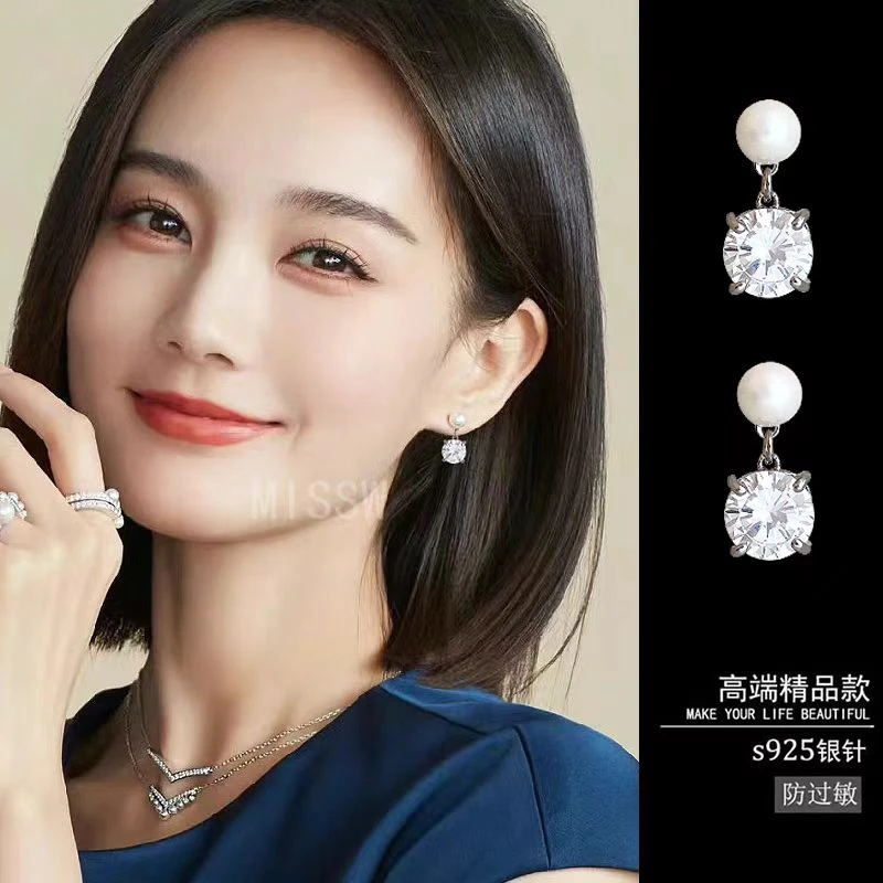 铜合金大理石耳饰 耳环2024新款爆款高级感气质耳钉女小众