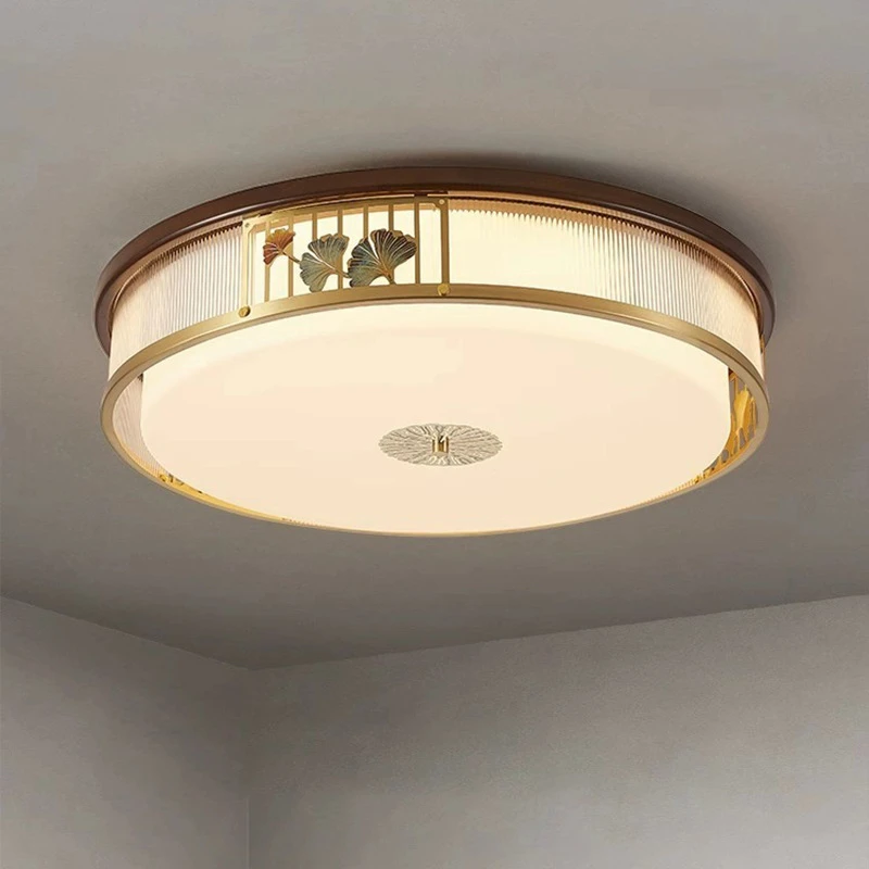 新中式全铜客厅卧室吸顶灯房间主卧灯具书房餐厅中山灯具家用