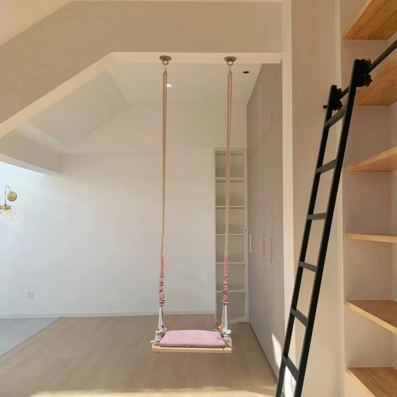 实木秋千室内成人家用民宿儿童阳台摇椅庭院可拆洗坐垫加长吊椅