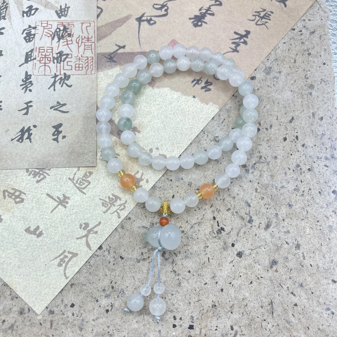 石英质玉天山翠 新疆飘花双圈手串 多样性发货 拍一发一 T115