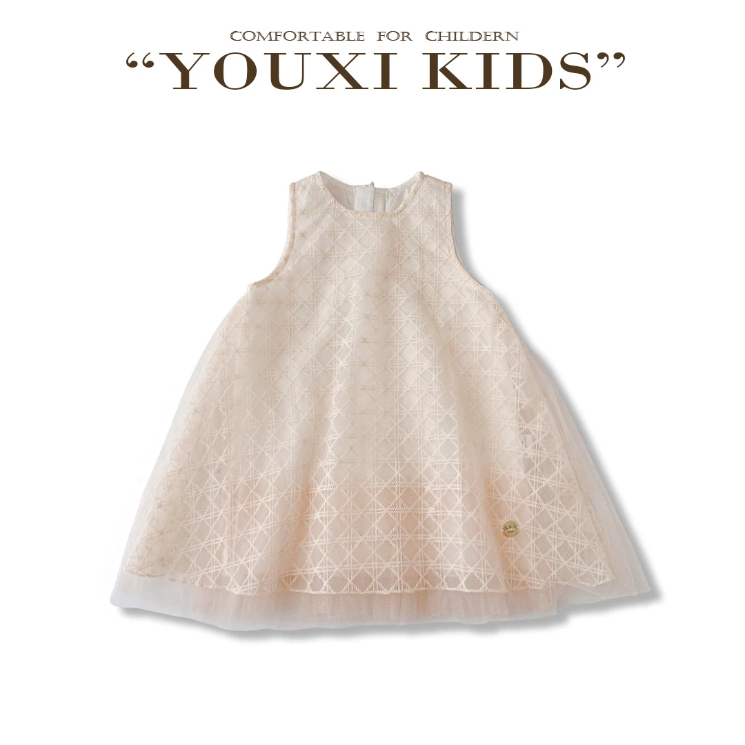 飞飞家·时光定格25新款夏轻奢高定风无袖A字版时尚少女纱裙FF2586