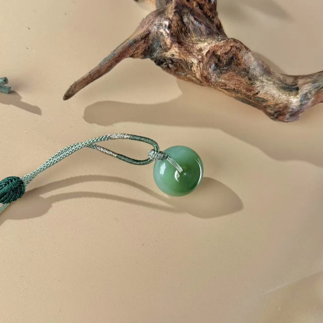 和田玉碧玉粉绿猫眼平安扣吊坠