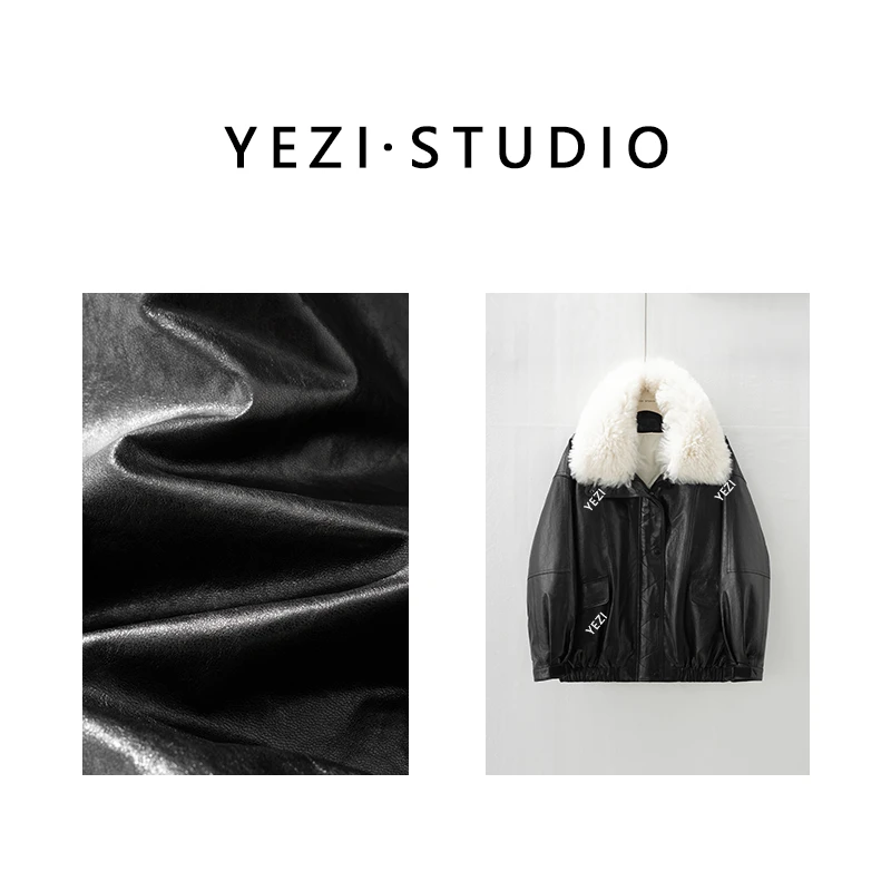 【雅典娜玫瑰】西班牙轻涂层绵羊皮可卸毛领90鹅绒机车外套25429016