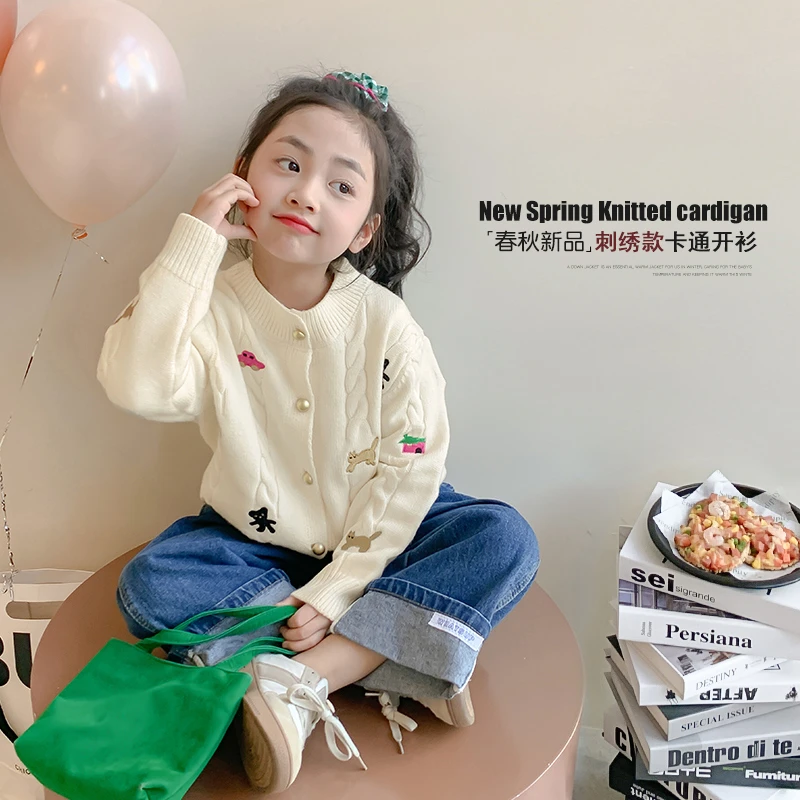 女童针织开衫外套儿童毛衣春款2025新款中小童春装洋气上衣-YGG