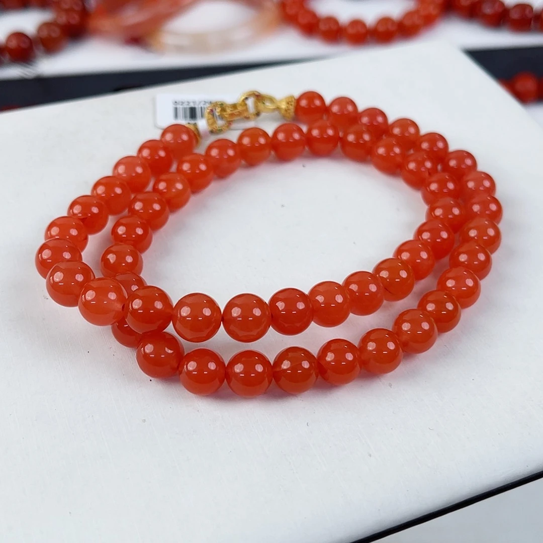 手串银S925镶嵌南红玛瑙蜜*雨保山滴水洞7a女神链8mm