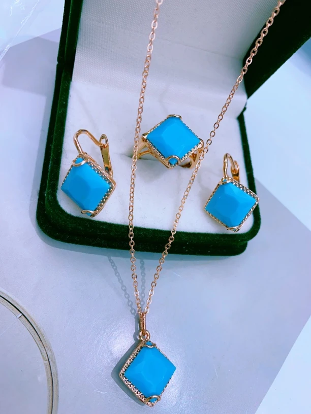 合金玻璃耳饰 蓝色 oquk kok 三件套 192号