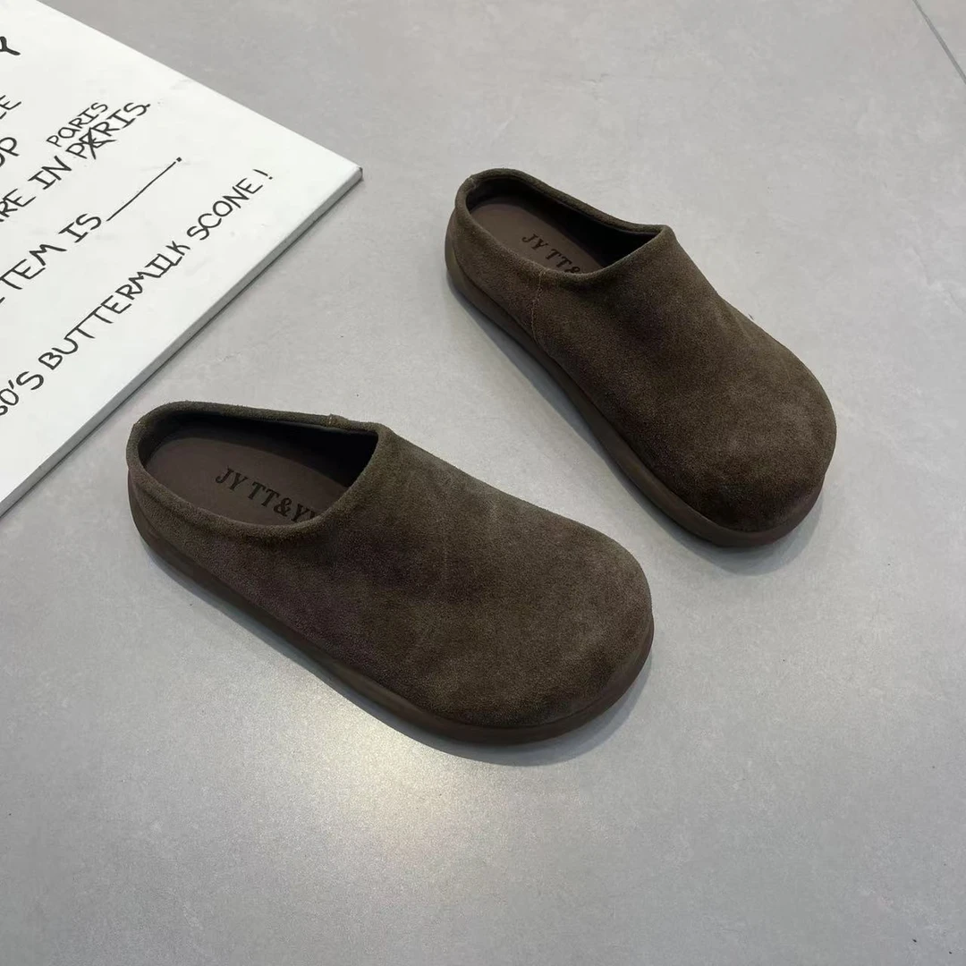 韩系小土豆勃肯拖鞋小头防滑软底厚底潮鞋2025秋新款一脚蹬女拖鞋