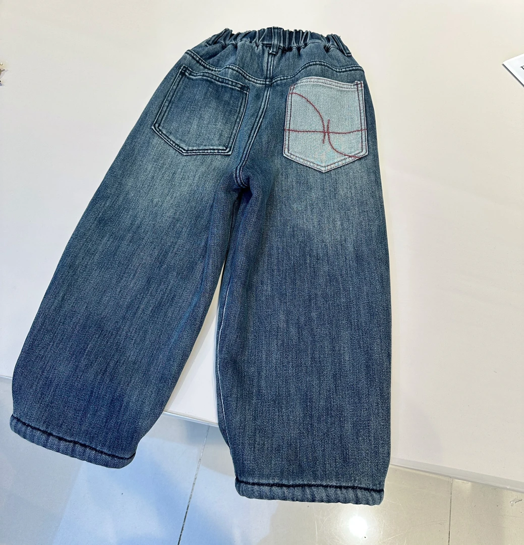 儿童冬装韩范加绒加厚牛仔裤中大童一体绒牛仔长裤    25682