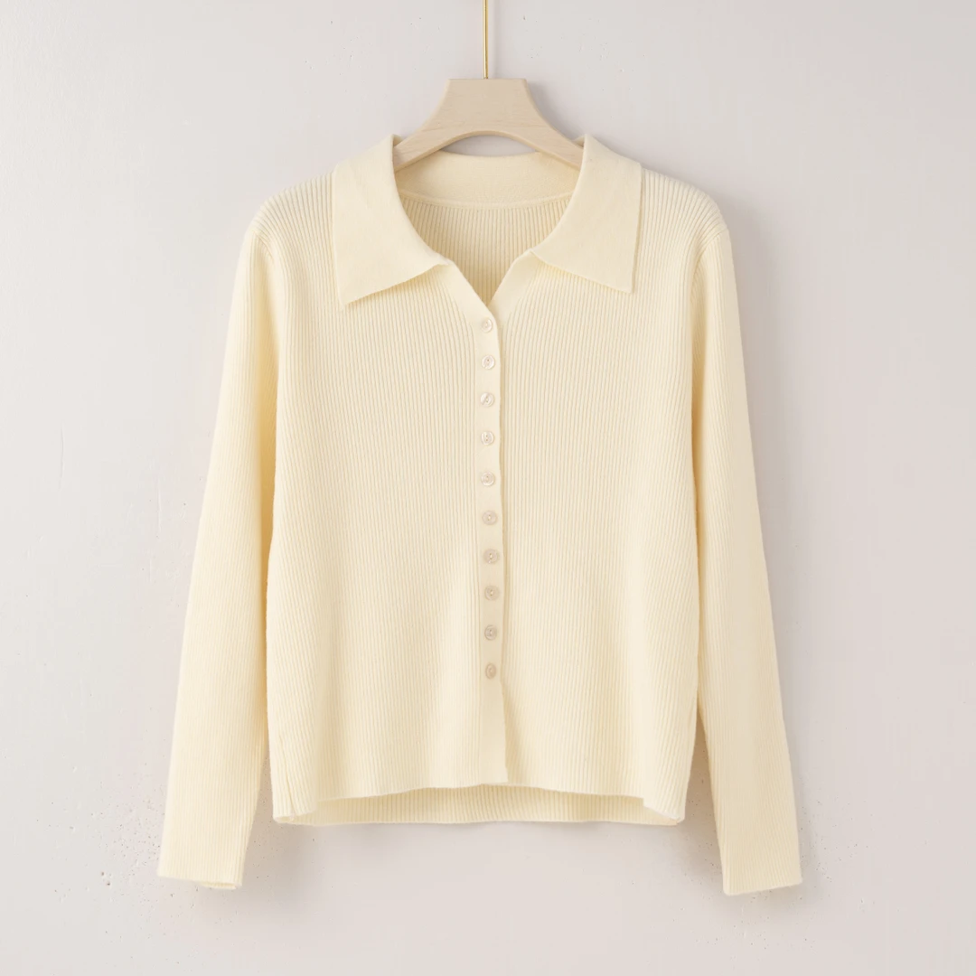 H2827 个性翻领设计单排扣休闲百搭小衫