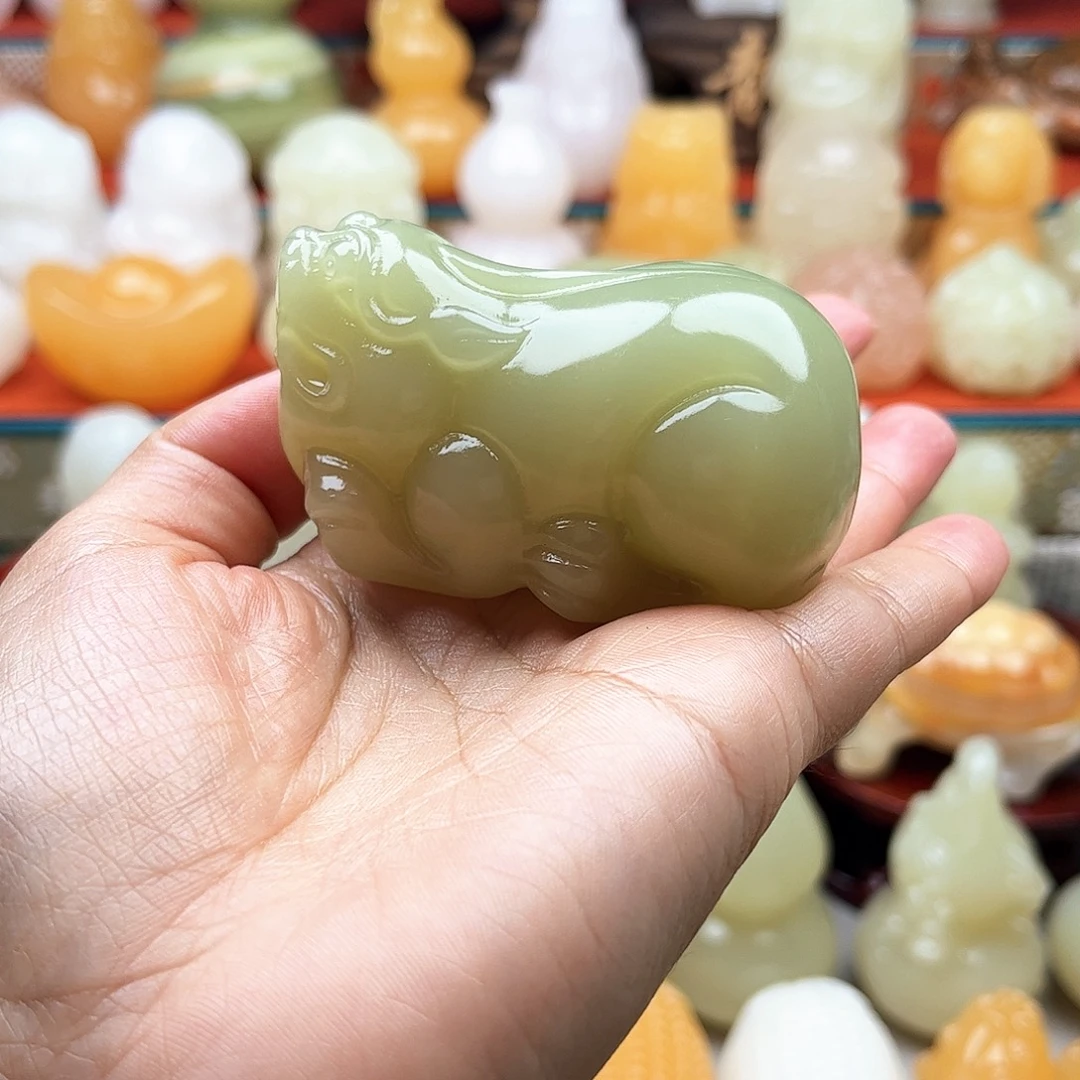 今***悔石材貔貅手吧摆件