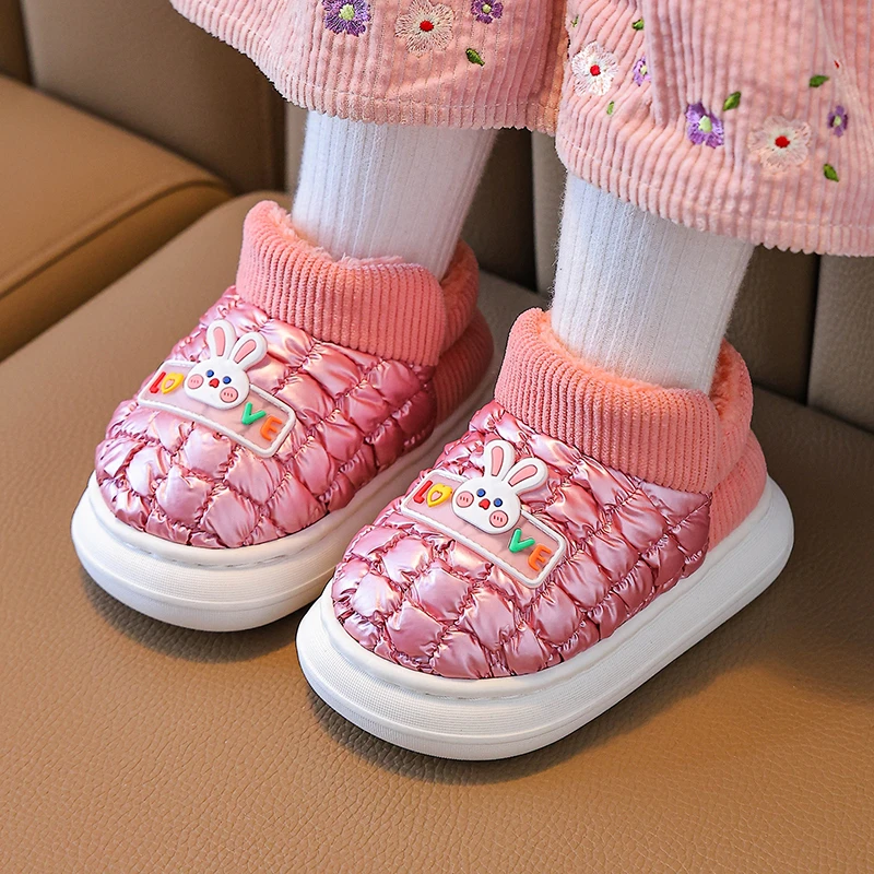 儿童棉鞋秋冬季棉拖男童防滑女童居家外穿防水加绒包跟宝宝棉鞋