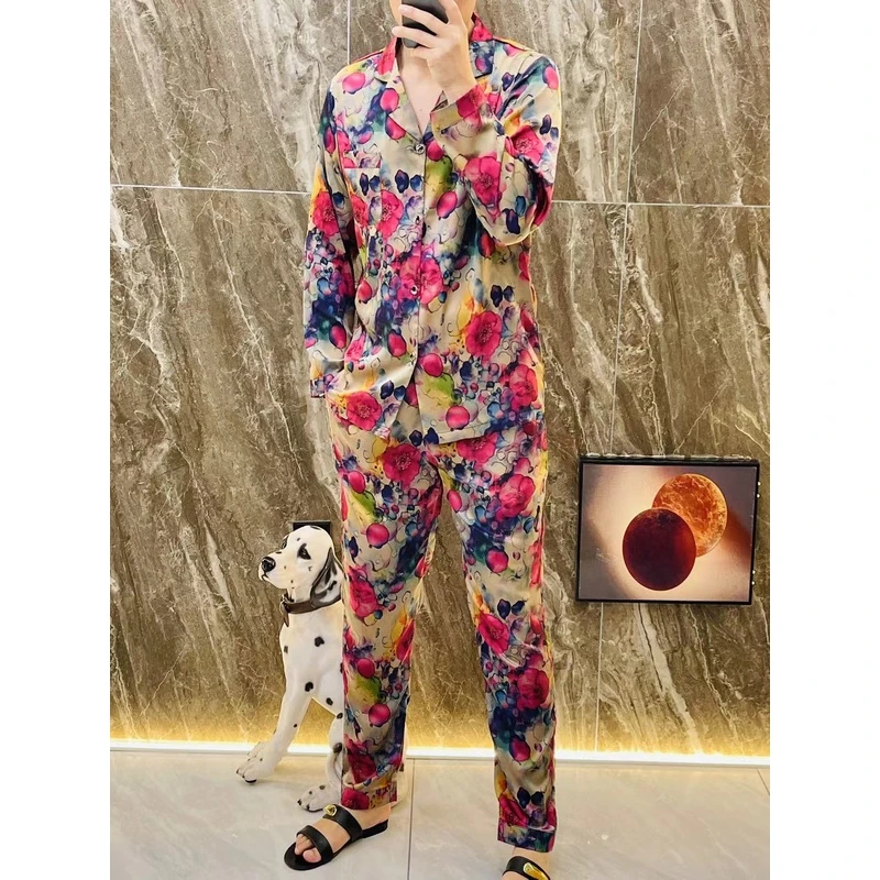 【1510】可外穿丝滑舒适家居服睡衣套装男士时尚休闲轻薄透气包边