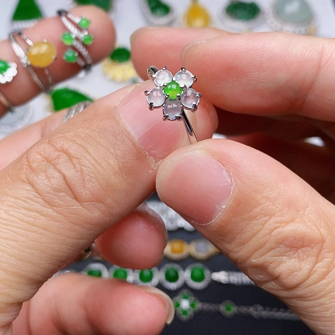 翡翠戒指银S925镶嵌K*戒指