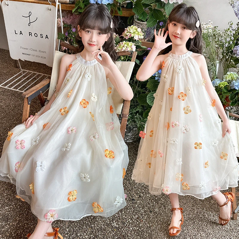 女童夏装吊带裙2025新款中大童洋气时髦碎花连衣裙儿童无袖夏季裙