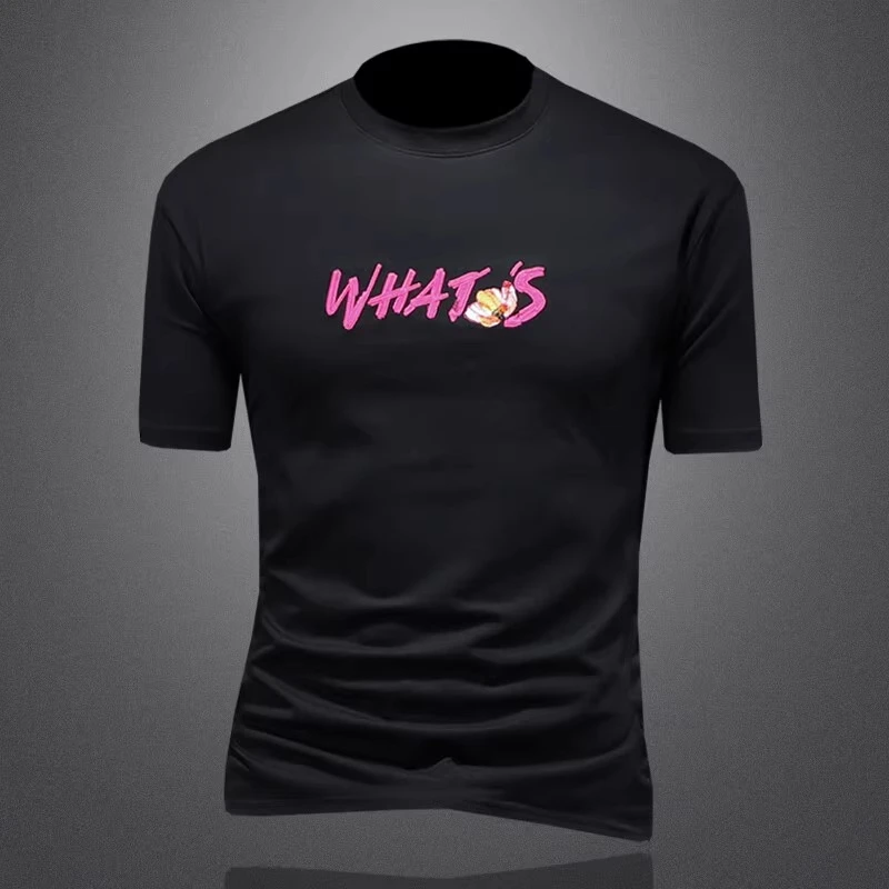 刺绣短袖t恤男大码半袖潮牌2025夏季新款绣花欧洲站时尚休闲体恤