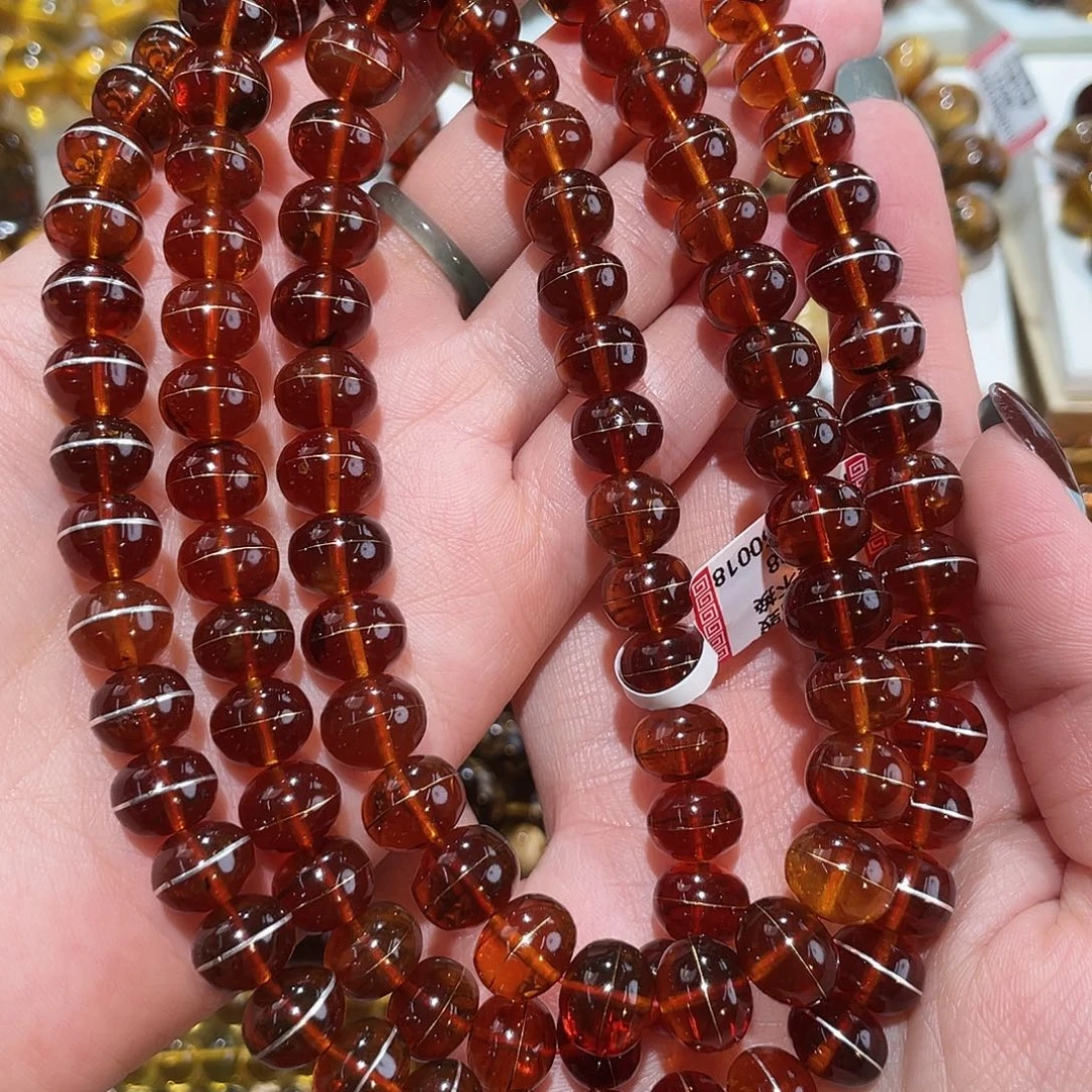 琥珀银S925镶嵌手链10m血