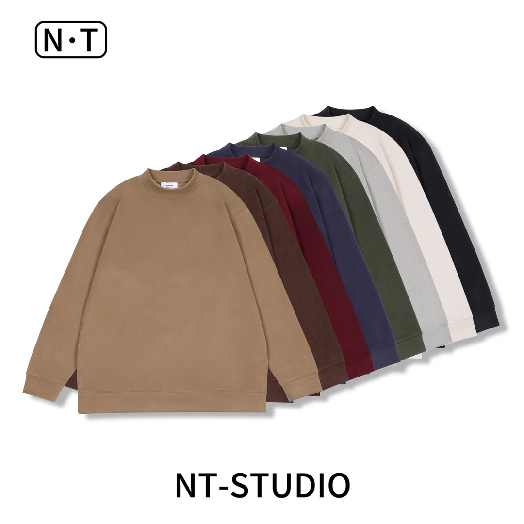 秋冬糯米双面绒百搭圆领纯色打底卫衣8955