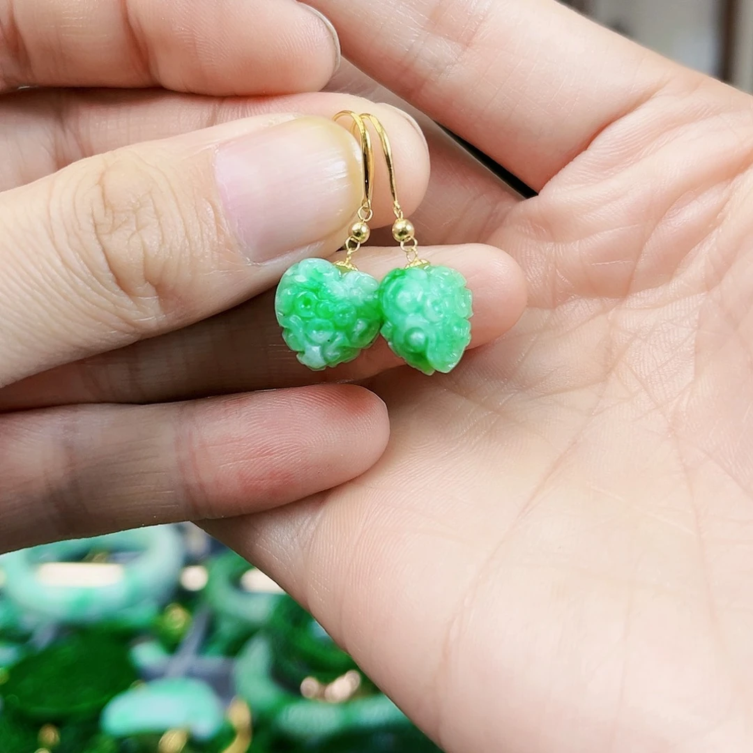 翡翠耳饰18K金镶嵌耳饰