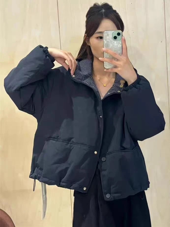 603 内里格子棉衣棉服女短款洋气休闲外套