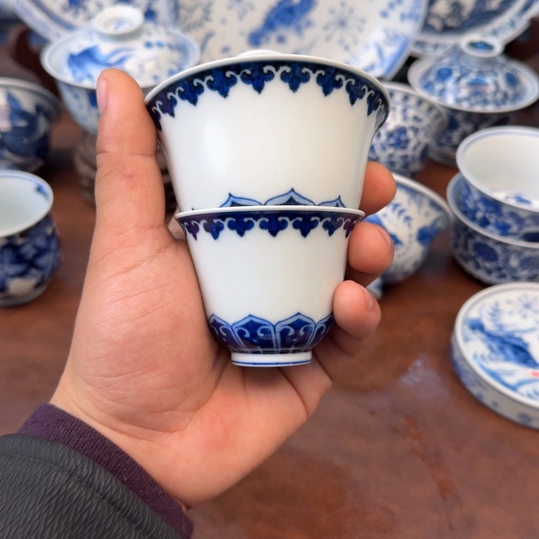 陶摆件柴窑一碗一杯