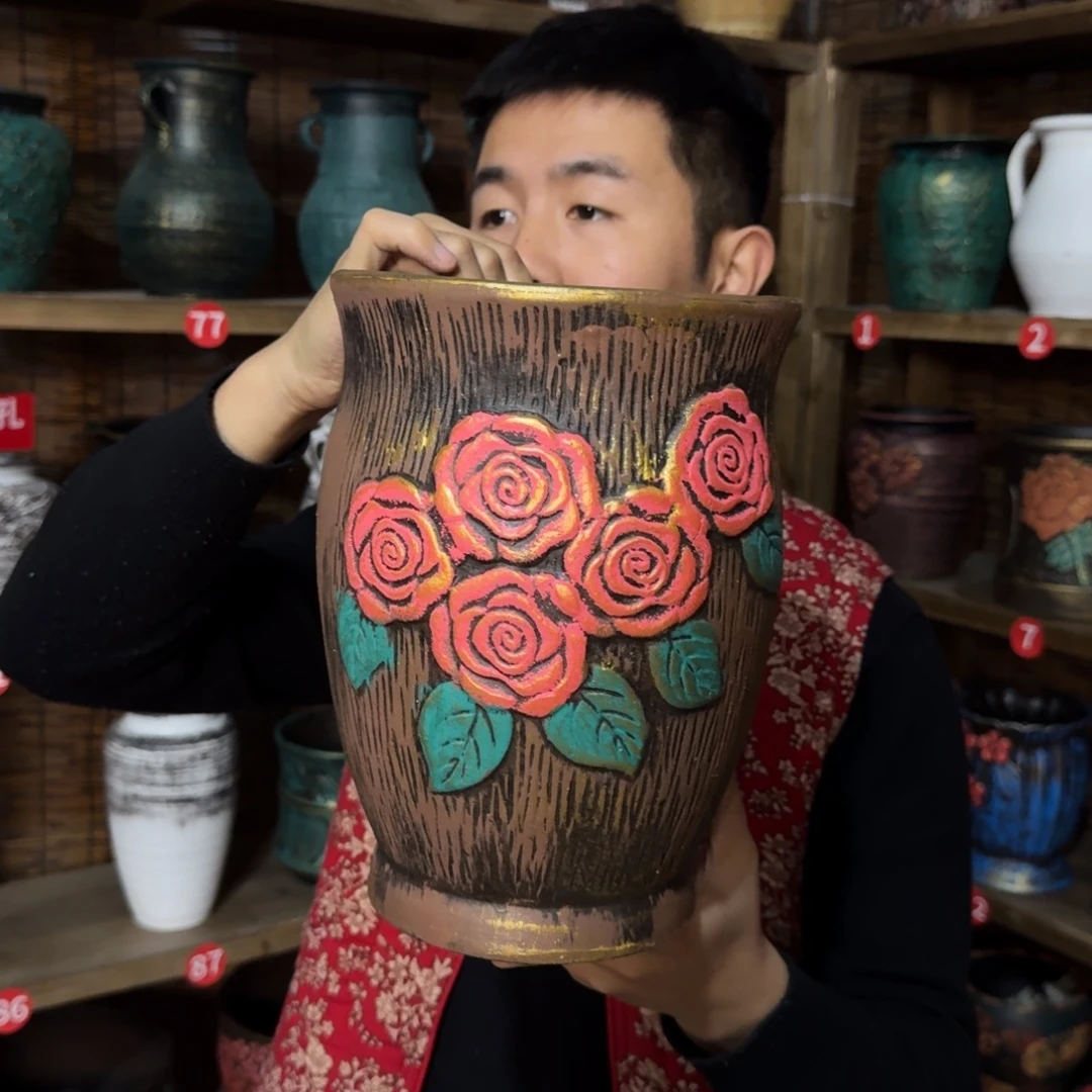 带孔高端浮雕花盆炸炸炸炸