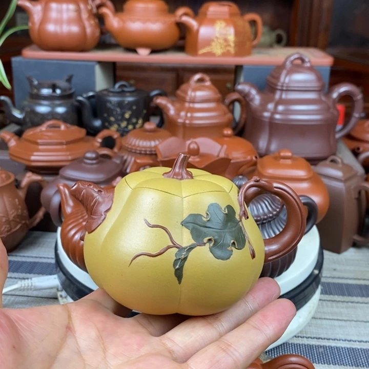 紫砂茶壶南瓜230cc原矿黄金段三色紫砂特价