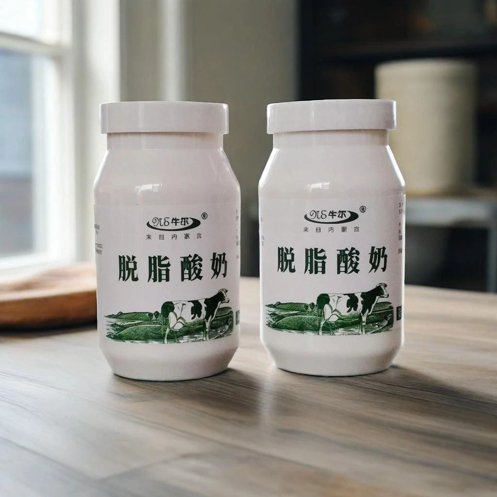 牛尔 内蒙无蔗糖脱脂纯酸奶脱脂酸奶原味400克x2桶健身网红饮品