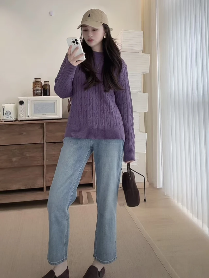 又妈定制高品质女装新款万象弹莱卡棉9分直筒牛仔裤气质女裤N048