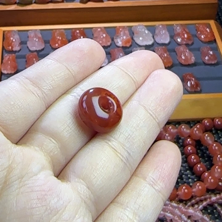 南红玛瑙未镶嵌珠宝半成品火焰纹平安扣