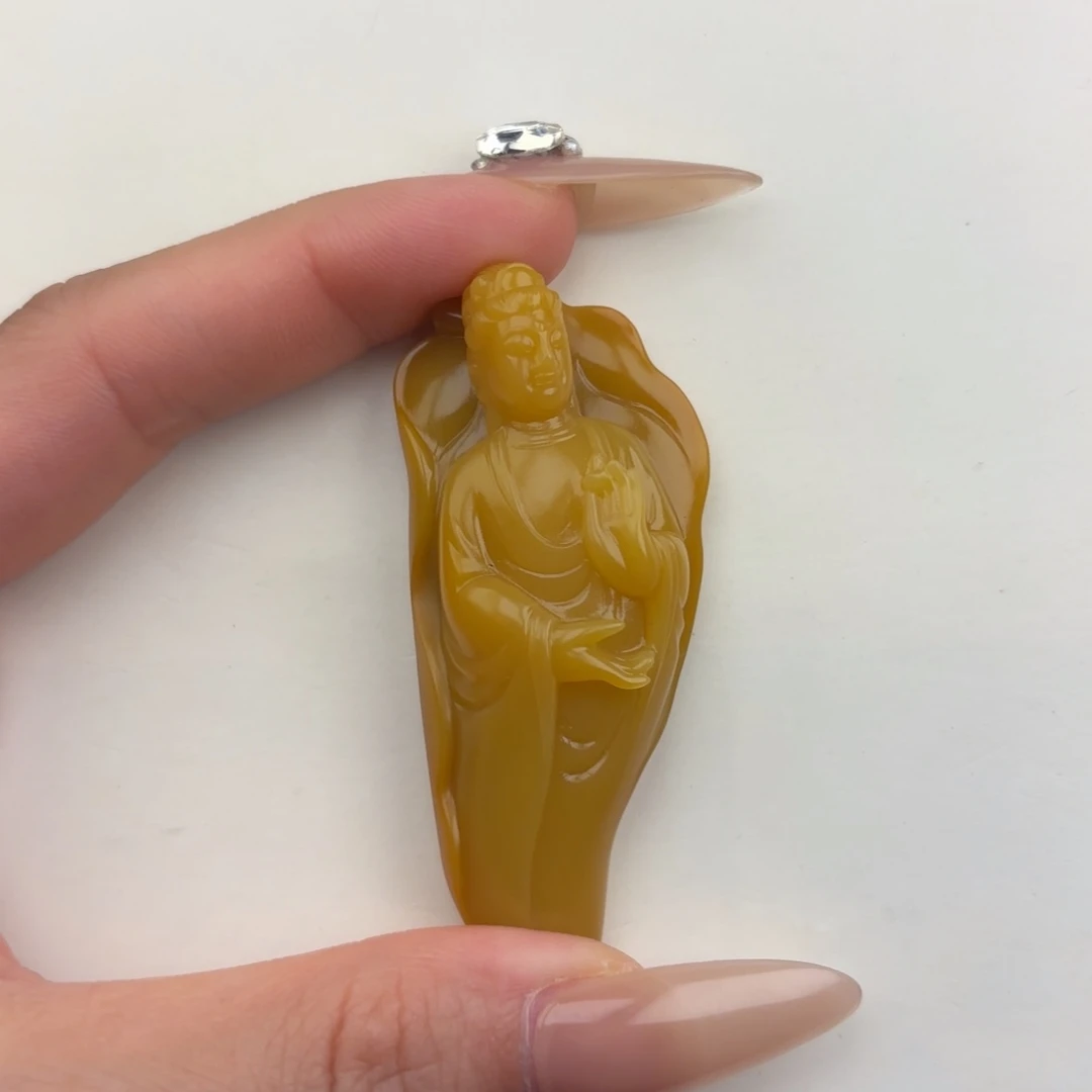 石***狂未镶嵌黄蜡石挂件石英质玉