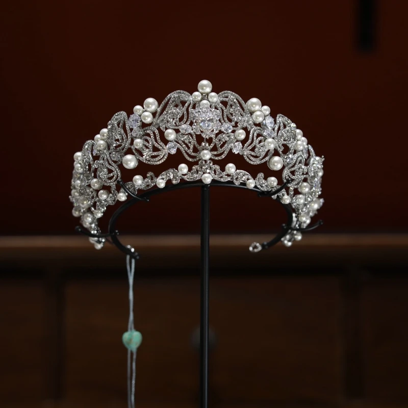 合金仿水晶婚庆饰品 17719珍珠大气轻奢婚纱礼服配饰