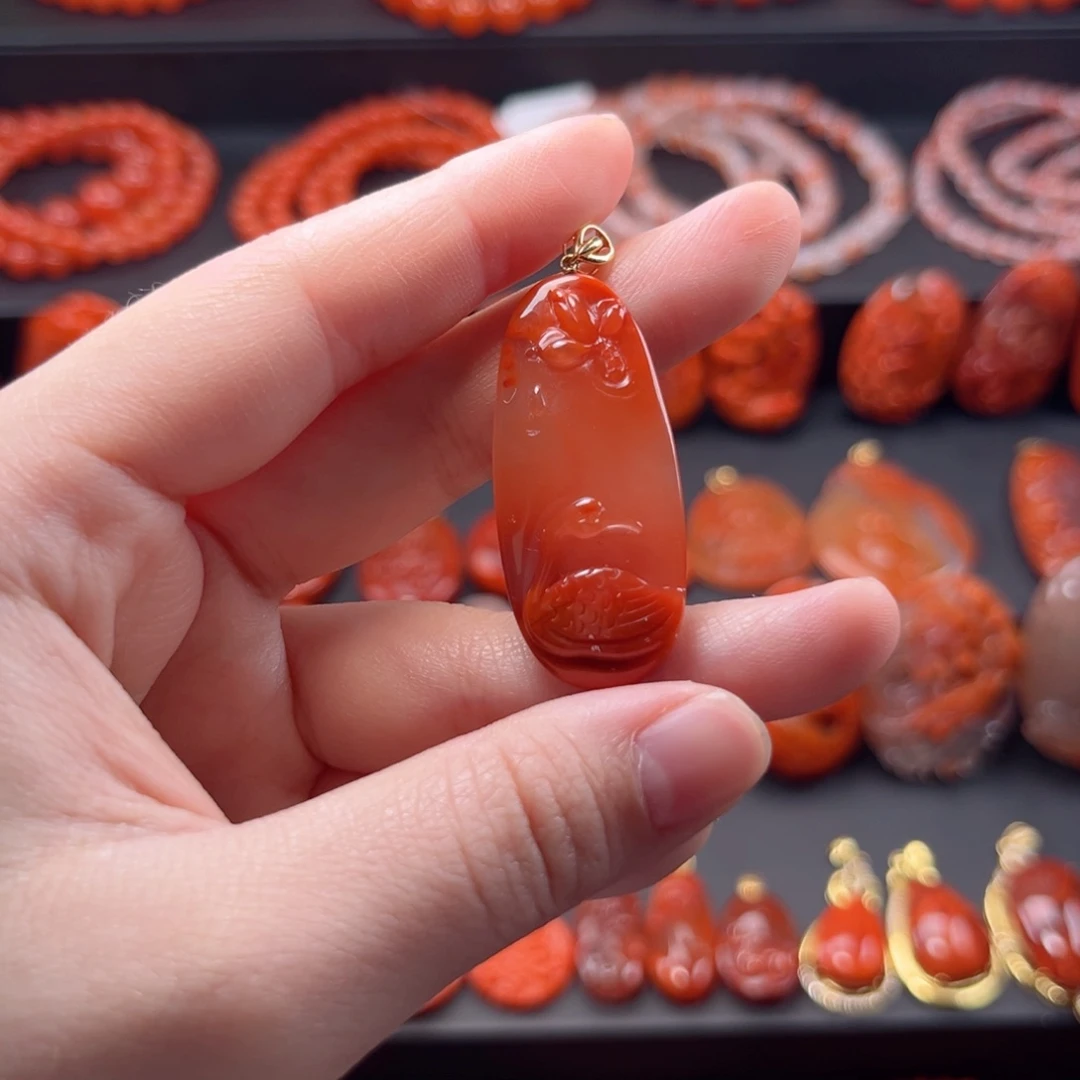 南红玛瑙南红18K金镶嵌