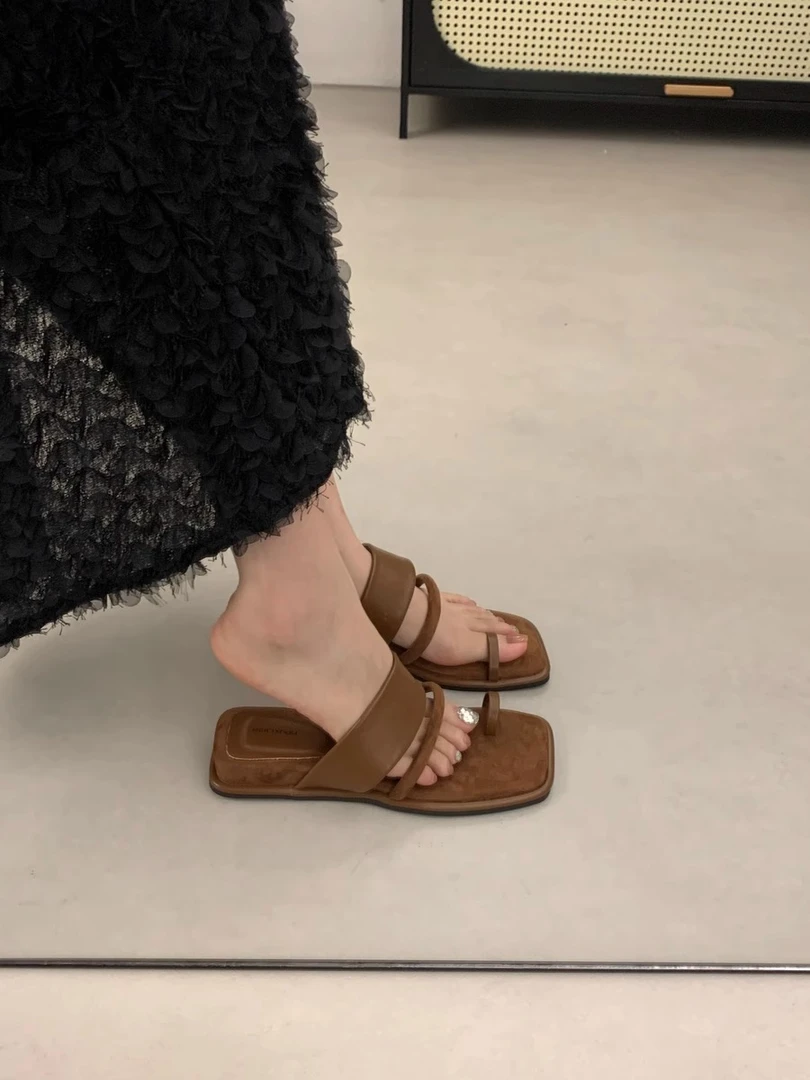 坡跟套趾一字拖鞋女夏外穿时尚百搭海边度假仙女风沙滩罗马凉拖鞋