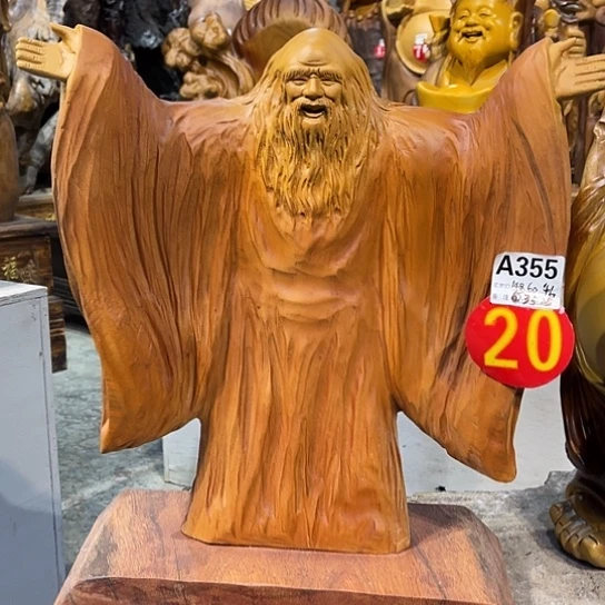 祖***一香樟木香樟木雕刻人物摆件